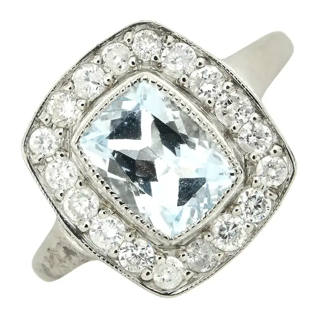 Aquamarine & diamond dress ring