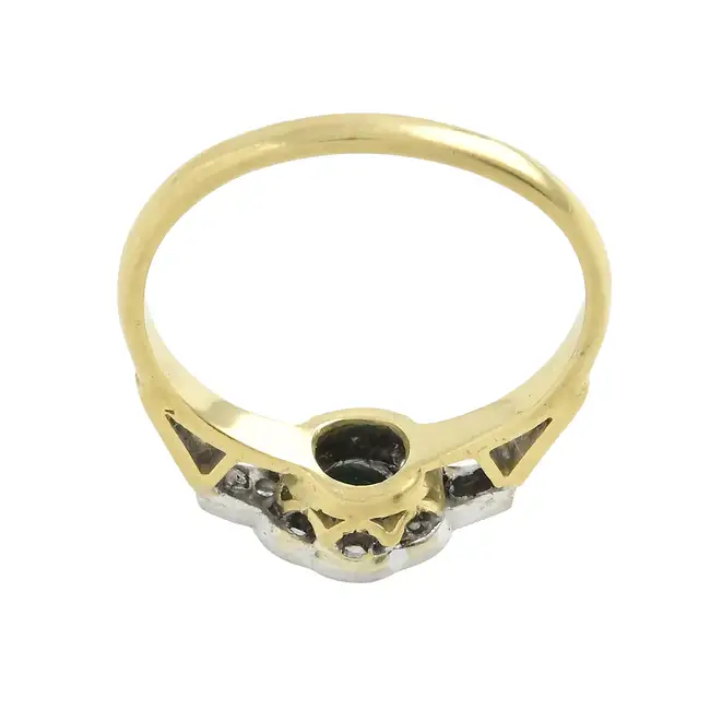 Mid 20th century emerald & diamond cluster ring