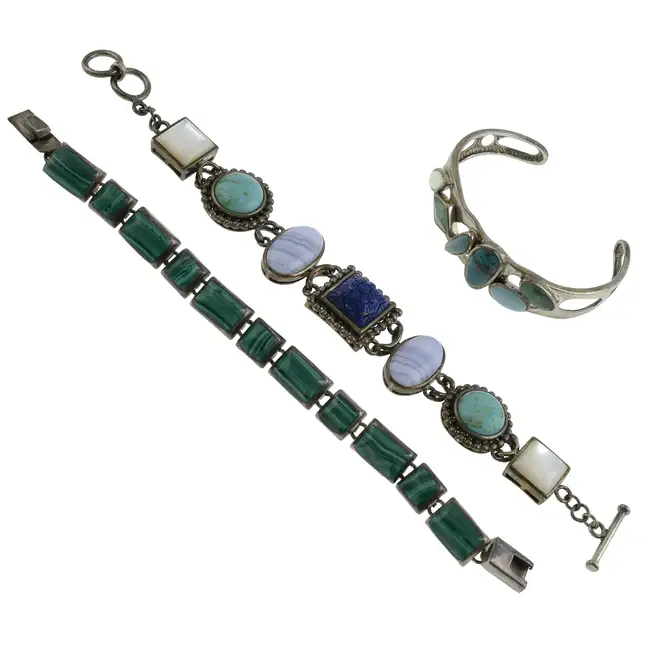 Two gem-set bracelets & a bangle