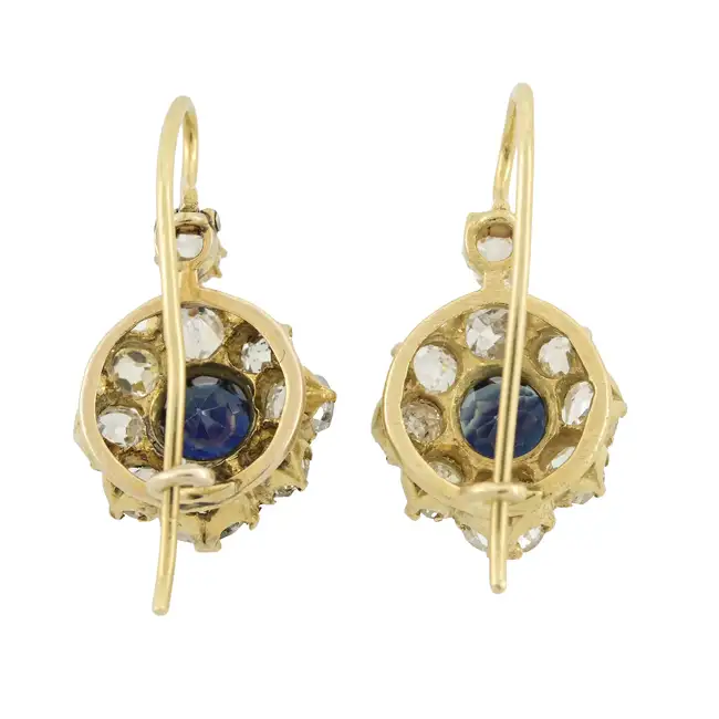 Sapphire and old-cut diamond earrings