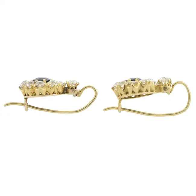 Sapphire and old-cut diamond earrings