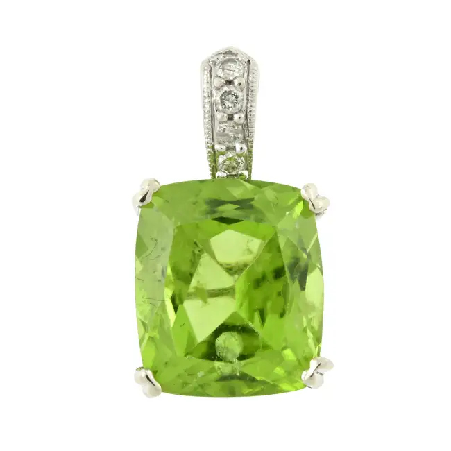 Peridot & diamond pendant