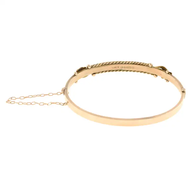 Edwardian 9ct gold ruby & diamond bangle