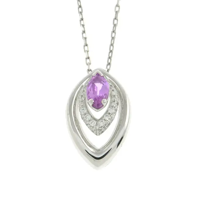 18ct pink sapphire & diamond pendant, with chain