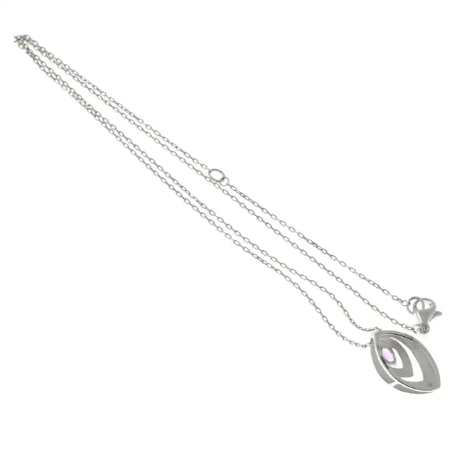 18ct pink sapphire & diamond pendant, with chain