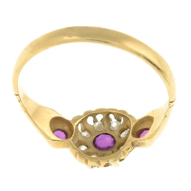Mid 20th century ruby & diamond cluster ring