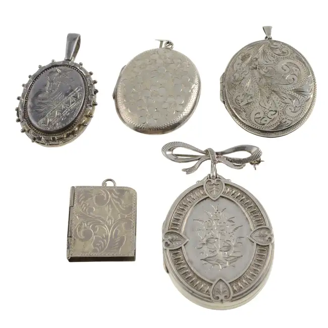 Five assorted silver Victorian & later lockets