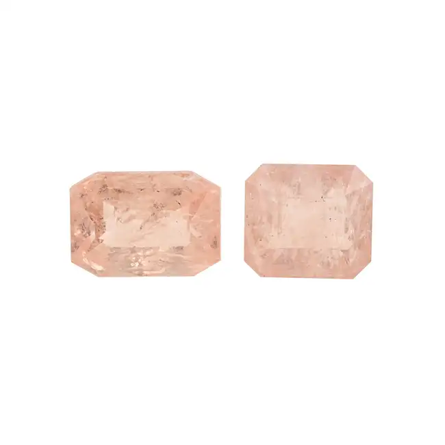 Two rectangular-shape morganites, 27.66ct