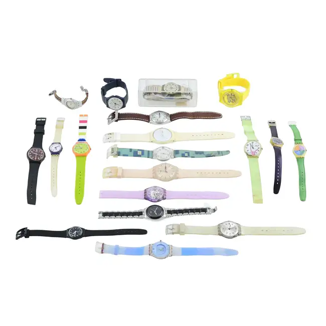 Eighteen Swatch watches