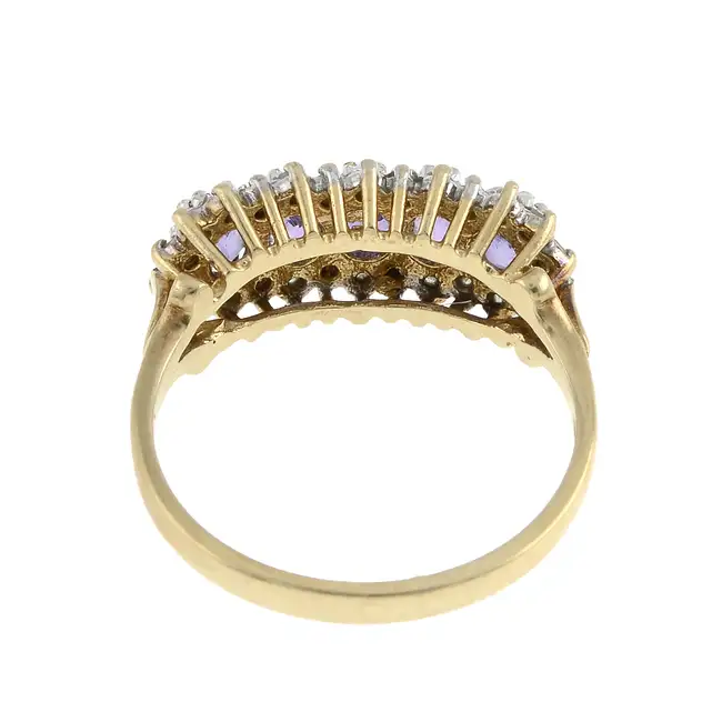 9ct gold amethyst & diamond dress ring