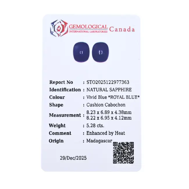 Two oval-shape sapphire cabochons, 5.28ct