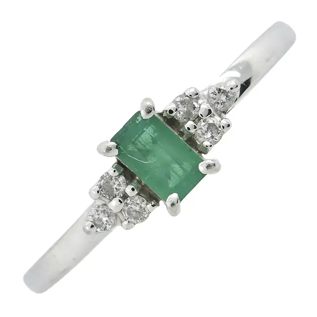 Emerald & diamond ring, by EFFY