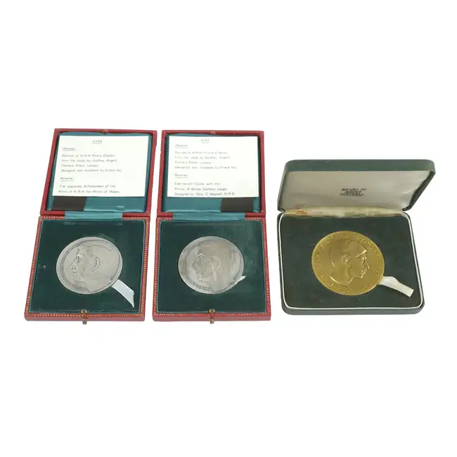 Charles, Prince of Wales, two silver medals & one bronze-gilt (3)