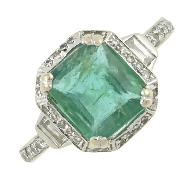 Emerald & diamond dress ring