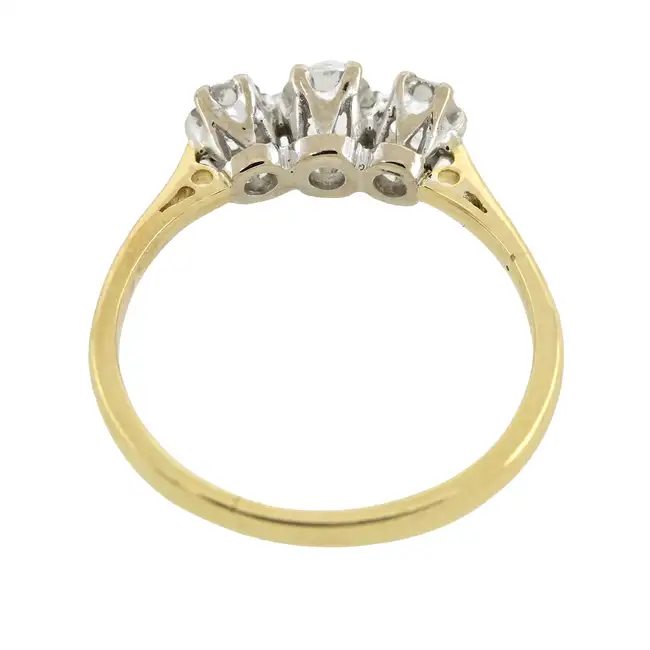 Graduated old-cut diamond three-stone ring