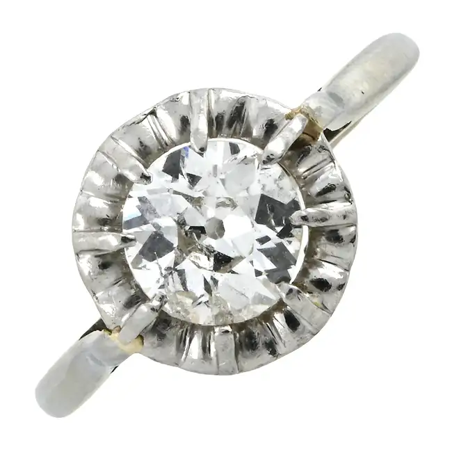 Mid 20th c. 18ct gold diamond single-stone ring
