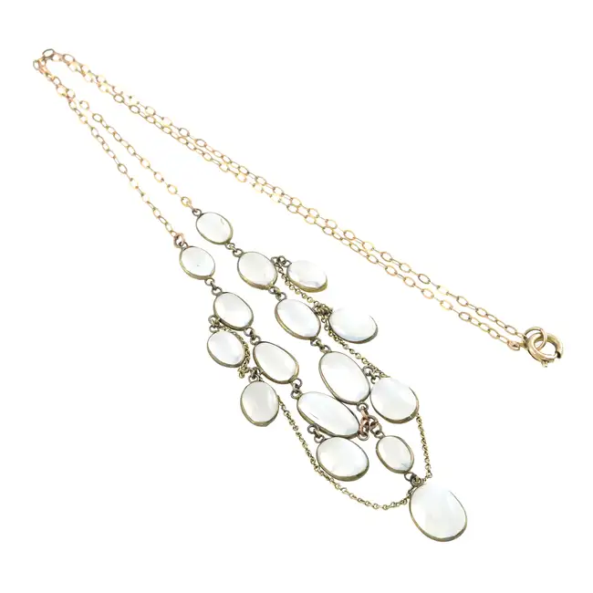 Early 20th century moonstone fringe necklace