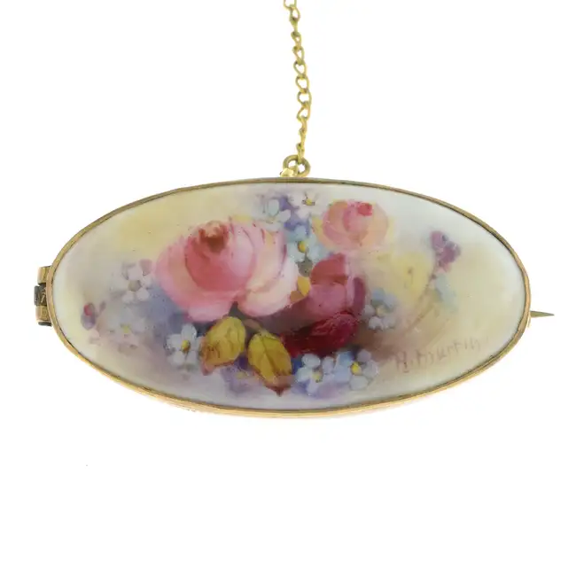 Early 20th c. Royal Worcester porcelain brooch