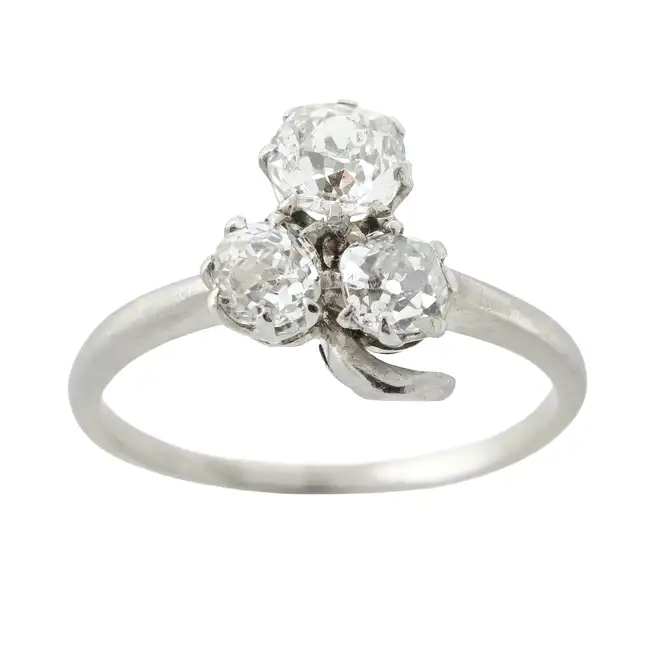 Early 20th century platinum diamond shamrock ring