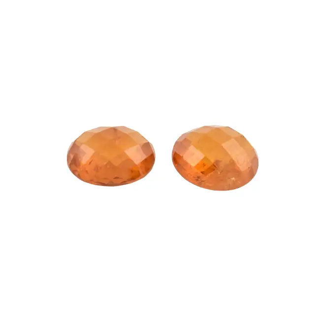 Two oval-shape fancy-cut orange sapphires, 7.07ct