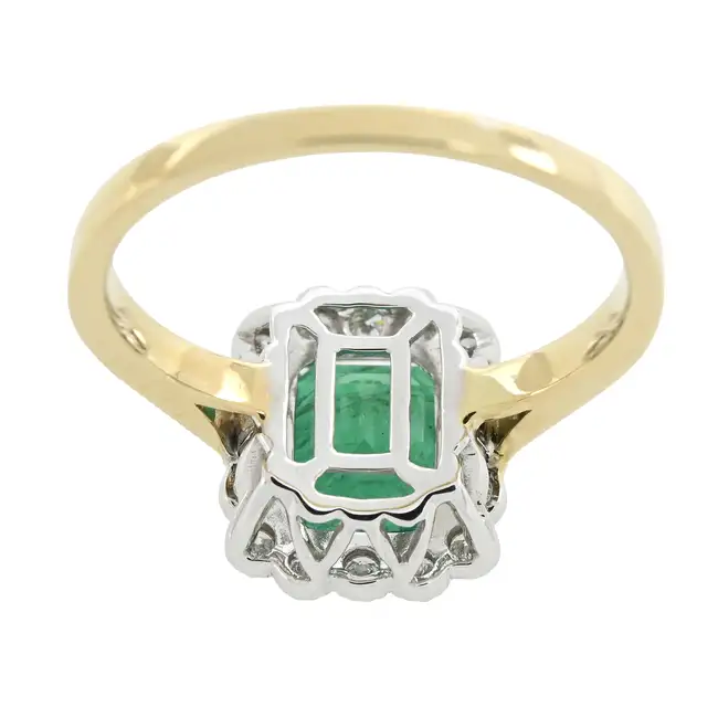 18ct gold emerald and diamond cluster ring