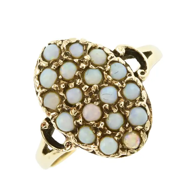 Mid 20th century 9ct gold opal cluster ring