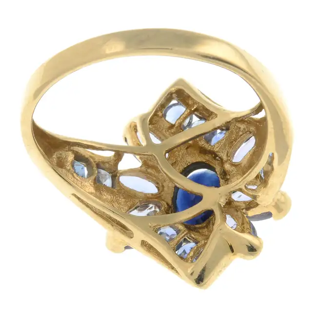9ct gold sapphire & tanzanite dress ring