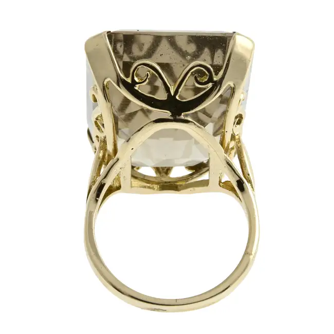 Mid 20th century 9ct gold smoky quartz ring