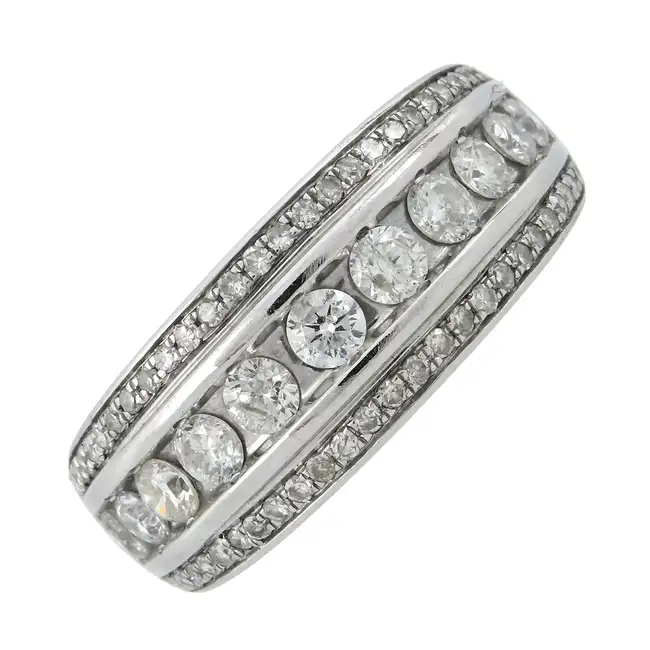 18ct gold diamond three-row dress ring