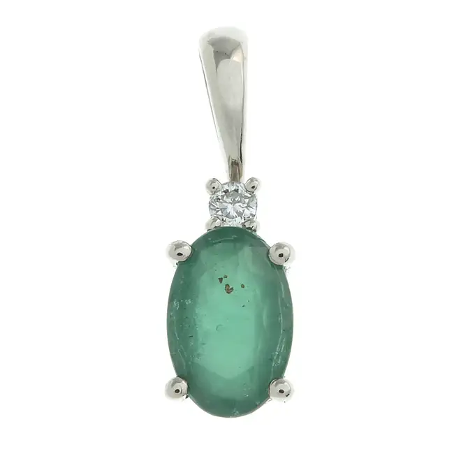 Platinum emerald & diamond pendant