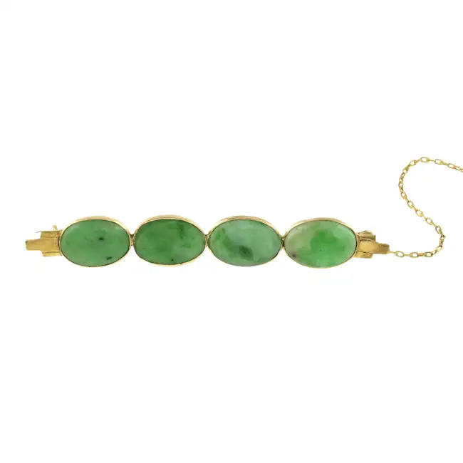 Jade four-stone brooch