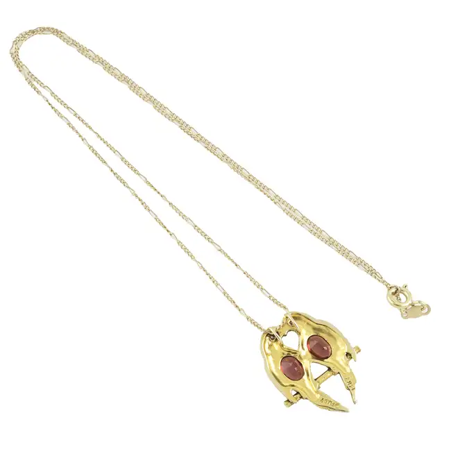 14ct garnet & diamond parrot pendant, with chain