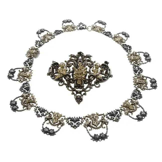 Set of Victorian Gothic revival jewellery