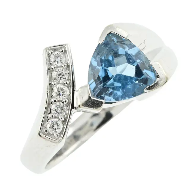 Topaz & diamond crossover dress ring
