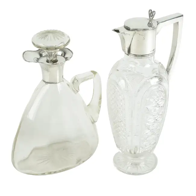 Victorian silver mounted claret jug & later wine ewer (2)