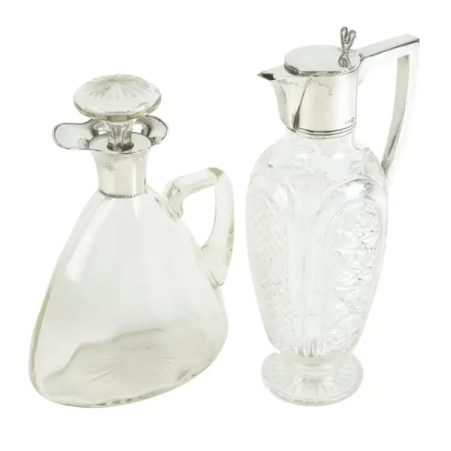 Victorian silver mounted claret jug & later wine ewer (2)