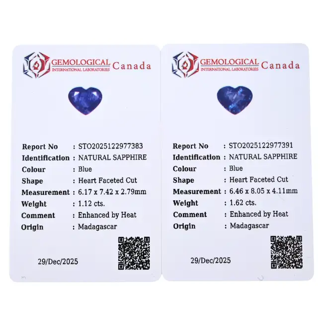 Two heart-shape sapphires, 2.74ct
