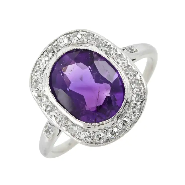 Early 20th century amethyst and diamond ring