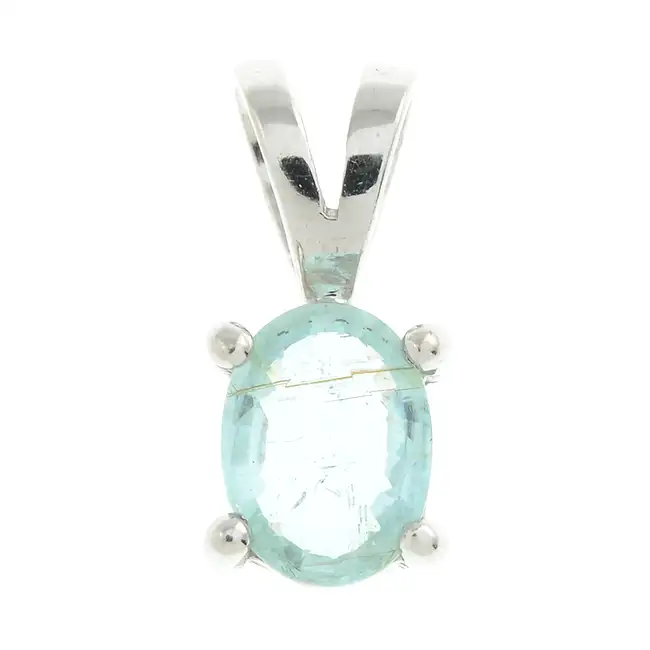 18ct gold blue tourmaline single-stone pendant