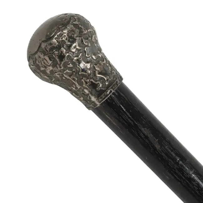 Silver topped walking cane and one other