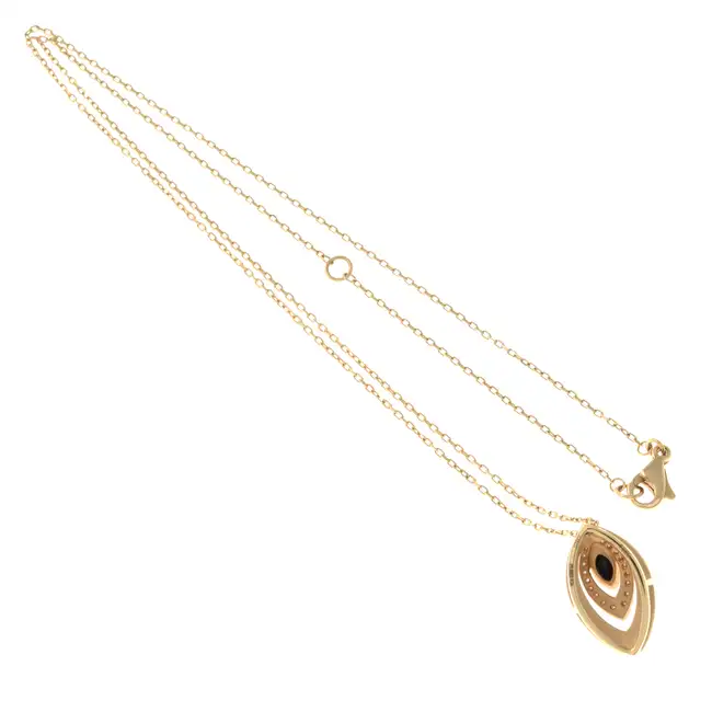 18ct gold black gem & diamond pendant, with chain