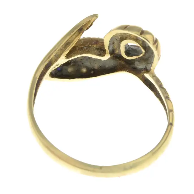 Sapphire & colourless gem snake ring