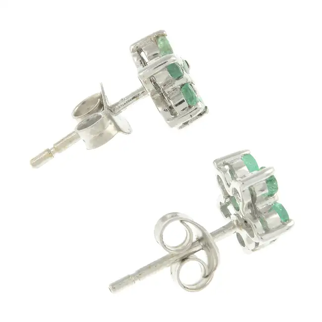 Emerald & diamond floral cluster earrings