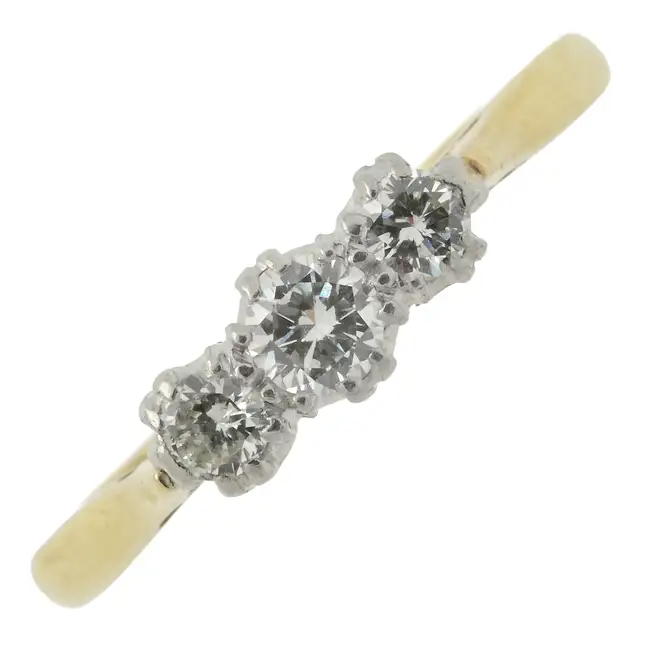Mid 20th century diamond three-stone ring