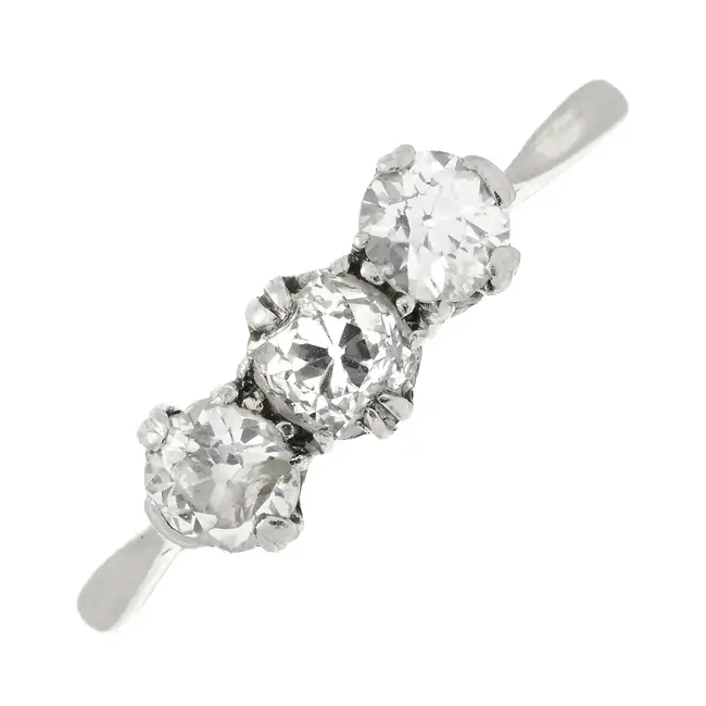 Mid 20th century diamond three-stone ring