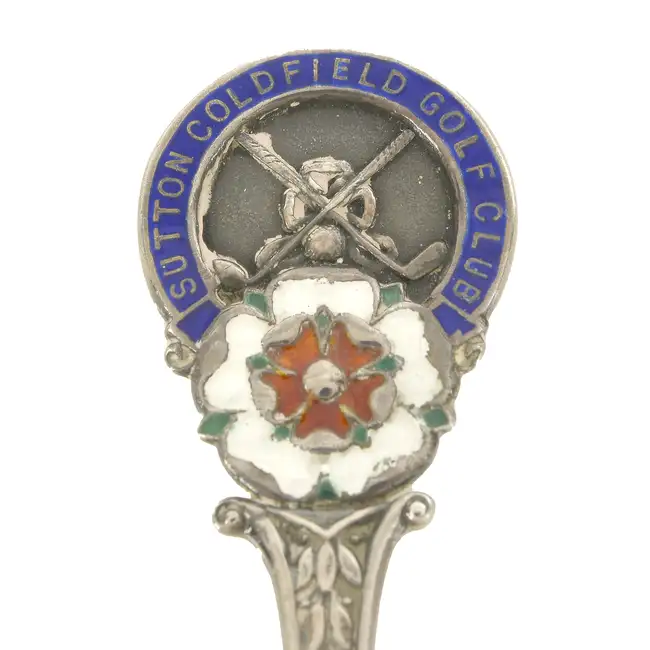 Golfing interest, five Sutton Coldfield Golf Club silver and enamel spoons (5)