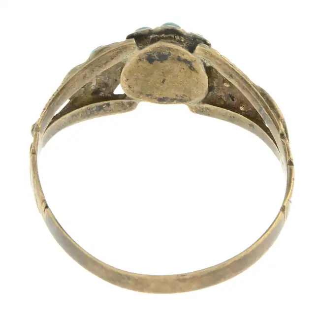 Late 19th century turquoise & split pearl ring