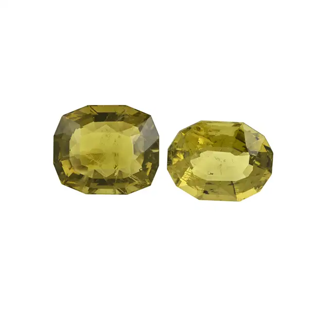 Two fancy-shape greenish-yellow feldspar, 30.54ct