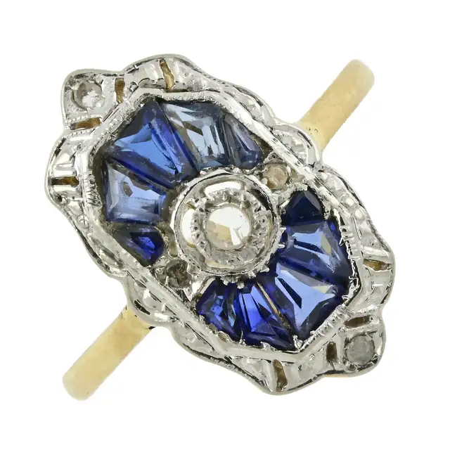 Sapphire & rose-cut diamond dress ring