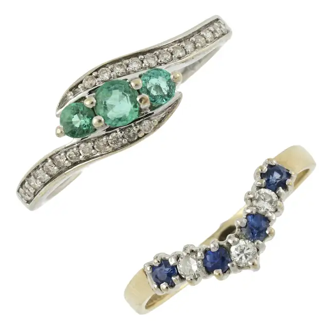 Two 9ct gold gem & diamond rings